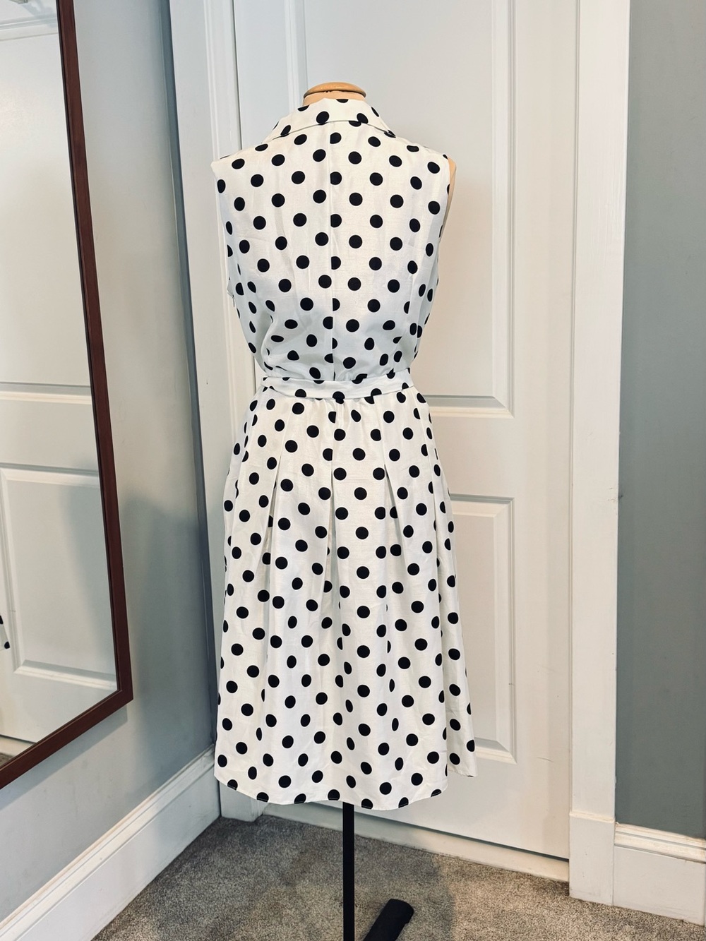 Jessica Howard Black White Polka Dot Faux Wrap Sleeveless Mid Fit Flare Dress 18 - Picture 3 of 12